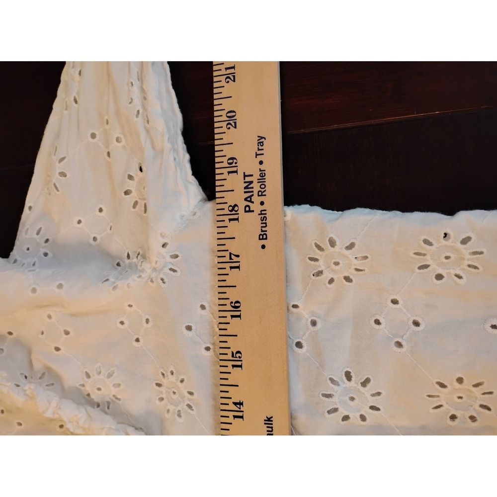 Lolita White Eyelet Cotton Ruffle Blouse Long Sleeve Floral Embroidery Small - Picture 5 of 10